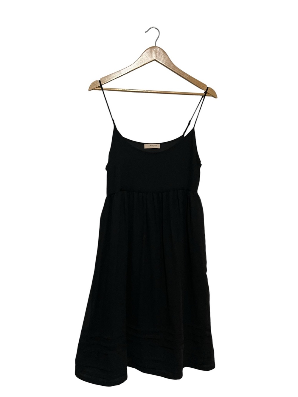 Twinset Milano Classic Black Spaghetti Strap Dress Lightweight XS/S